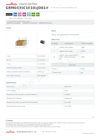 GRM0335C1E101JD01J Datasheet Cover