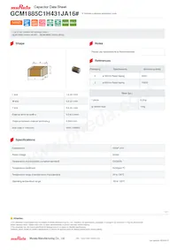 GCM1885C1H431JA16D Datasheet Cover