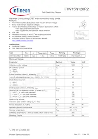 IHW15N120R2 데이터 시트 표지