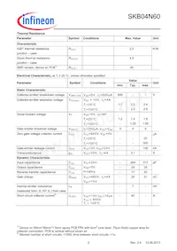 SKB04N60ATMA1 Datasheet Page 2