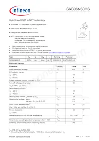 SKB06N60HSATMA1 Datenblatt Cover