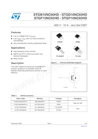 STGF10NC60HD Datasheet Cover