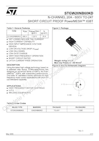 STGW20NB60KD Datasheet Copertura