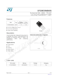 STGW35NB60S Datasheet Cover