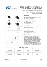 STGW40V60F Datasheet Cover