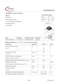 SPD25N06S2-40 Datasheet Cover