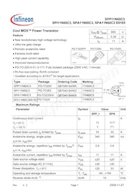 SPI11N60C3HKSA1 Datasheet Cover