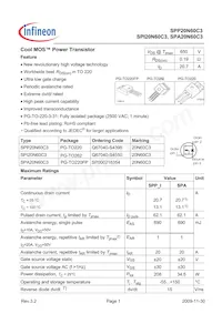 SPI20N60C3HKSA1 Datasheet Cover