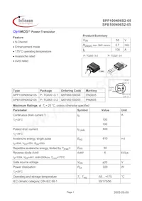 SPP100N06S2-05 Datasheet Cover