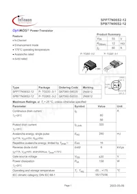 SPP77N06S2-12 Datasheet Cover