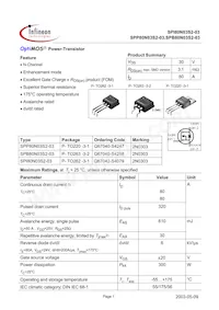 SPP80N03S2-03 Datasheet Cover
