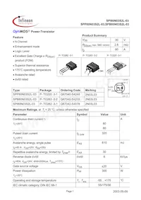 SPP80N03S2L-03 Datasheet Cover
