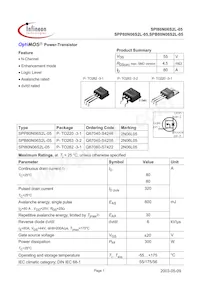 SPP80N06S2L-05 Datasheet Cover