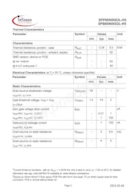 SPP80N06S2L-H5 Datasheet Page 2