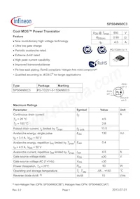 SPS04N60C3BKMA1 Datasheet Cover