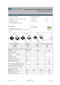 AOU2N60A Datasheet Cover