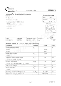 BSS223PW L6327 Datasheet Cover
