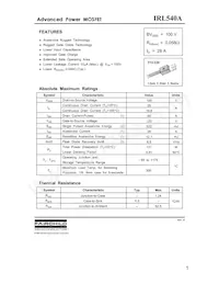 IRL540A Datasheet Cover