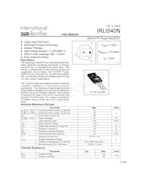 IRLI540N Datasheet Cover