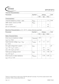 SPP15P10P Datasheet Page 2