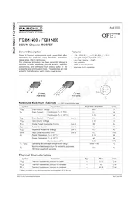FQB1N60TM Datasheet Cover