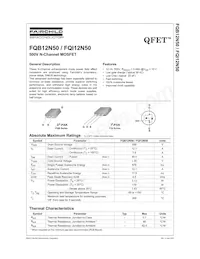 FQI12N50TU Datasheet Cover