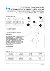 STB14NK50Z-1 Datasheet Cover