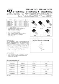 STB9NK70Z-1 Datasheet Cover