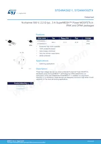 STD4NK50Z-1 Datasheet Cover