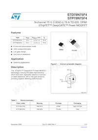 STD78N75F4 Datasheet Cover