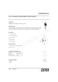 ZXM64P035L3 Datasheet Cover