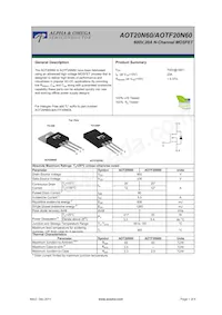 AOTF20N60 Datasheet Copertura