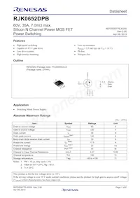 RJK0652DPB-00#J5 Datasheet Cover
