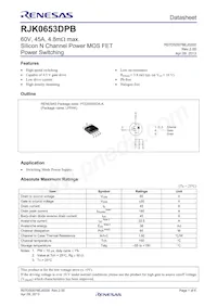 RJK0653DPB-00#J5 Datasheet Cover