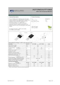 AOTF10N65數據表 封面