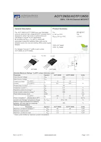 AOTF13N50 Datasheet Cover