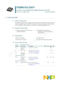 PSMN102-200Y 데이터 시트 표지