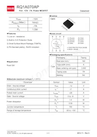 RQ1A070APTR Datasheet Cover
