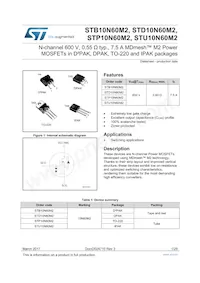 STB10N60M2 Datasheet Cover