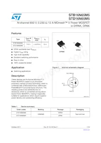 STB16N65M5 Datasheet Cover