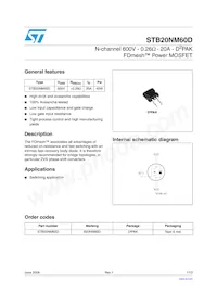 STB20NM60D Datasheet Cover