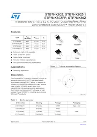 STB7NK80Z-1 Datasheet Cover
