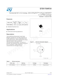 STB170NF04 Datasheet Cover