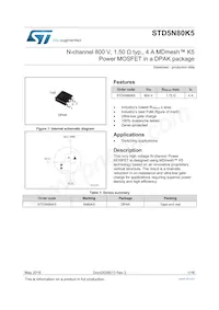STD5N80K5 Datasheet Cover