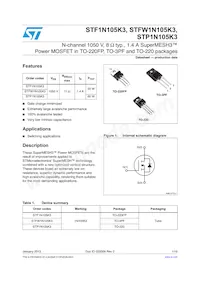 STFW1N105K3 Datasheet Cover