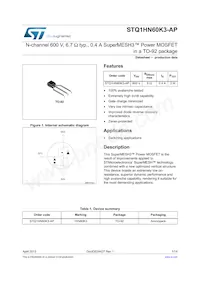 STQ1HN60K3-AP Datenblatt Cover