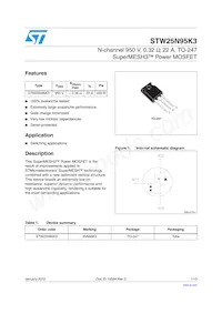 STW25N95K3 Datasheet Cover