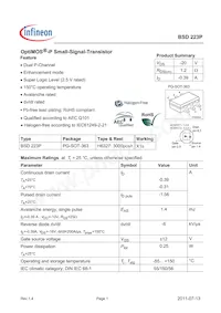BSD223P L6327 Datasheet Cover