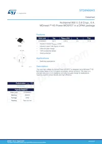 STD8N80K5 Datasheet Cover