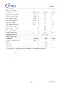 BCR 116S H6727 Datasheet Page 2
